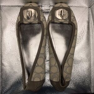 Coach Women's Tan Logo Ballet Flats